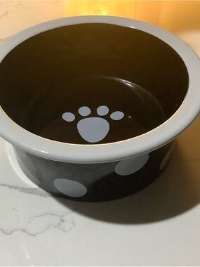 Blue Harbor Black White Polka Dot Ceramic Dog Bowl